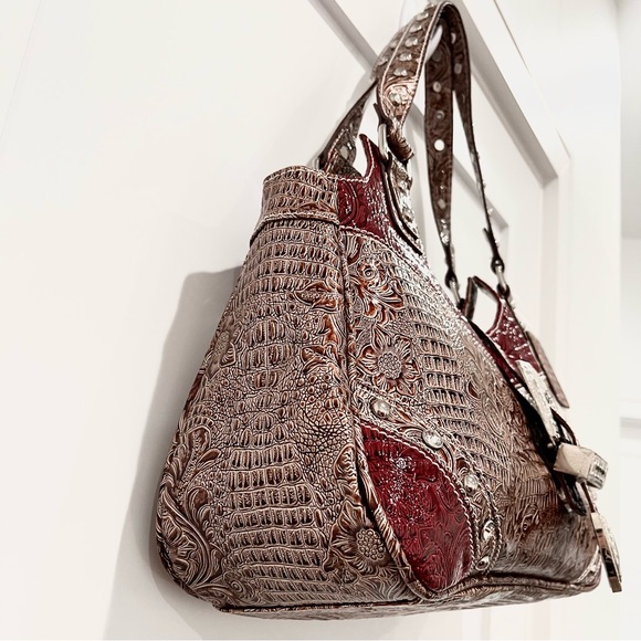 P&G Western Red & Gold w/Rhinestone Accents Shoulder Bag NWT - Picture 6 of 16